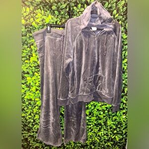 OLD NAVY Intimates 2-Piece Velour Tracksuit Jacket & Pants Sz XXL Retro, Gray